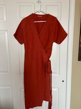 Menique Rustic Red Linen Dress - Effortless Everyday Style